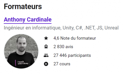 Formateur détails Udemy