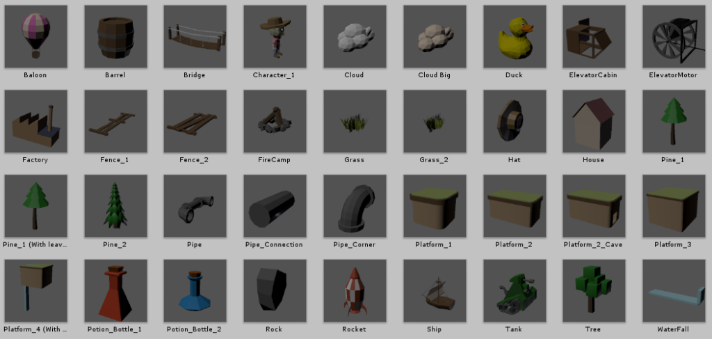 Prefabs Unity du kit low poly