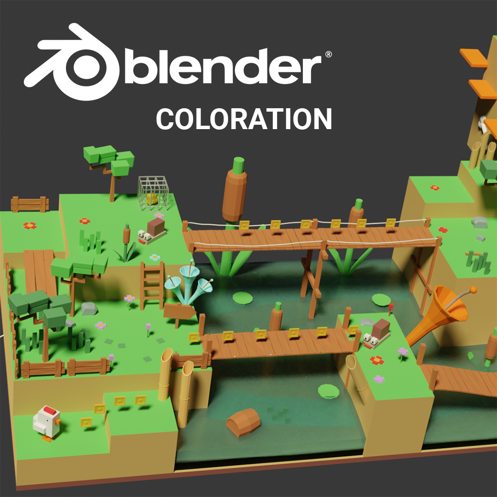 Arbres LowPoly avec Blender : Coloration et export